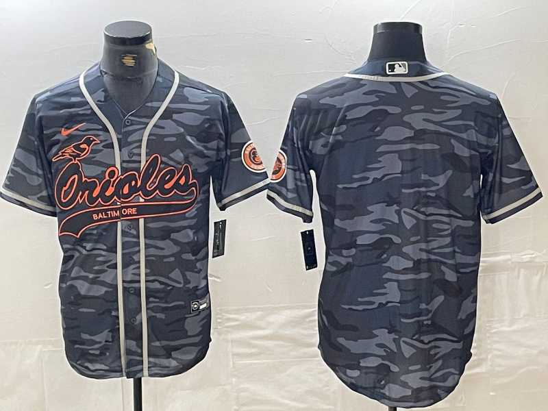 Men%27s Baltimore Orioles Blank Gray Camo Cool Base Stitched Jersey->los angeles dodgers->MLB Jersey
